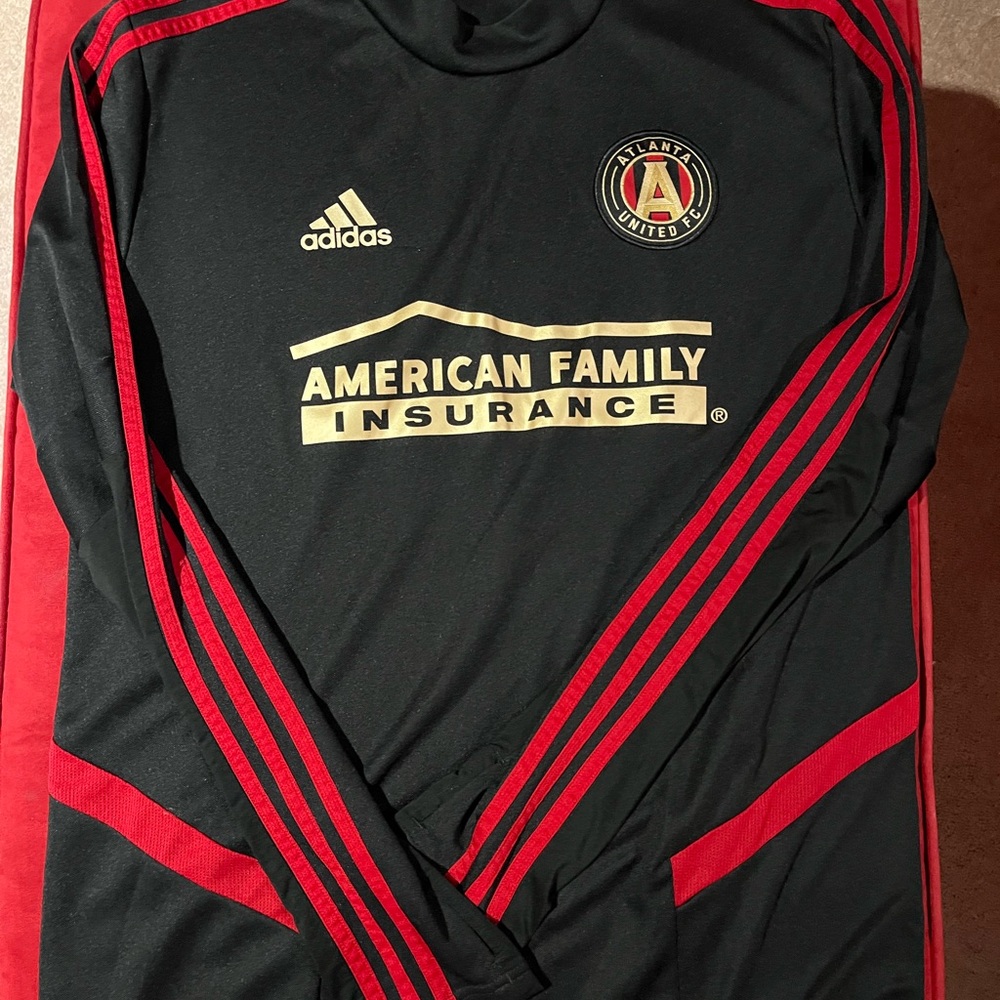 Atlanta United Adidas Black Jersey with Red Stripes